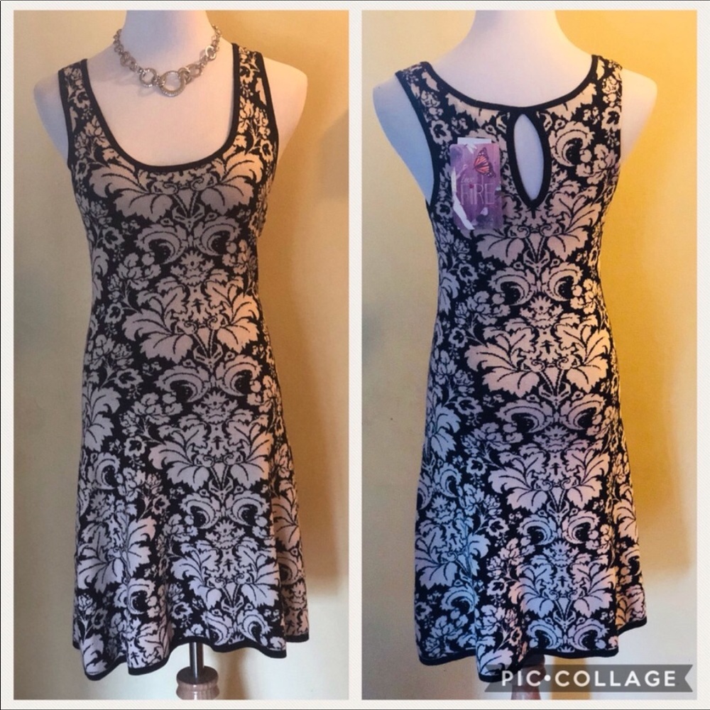 New with tags love, fire dress black cream floral